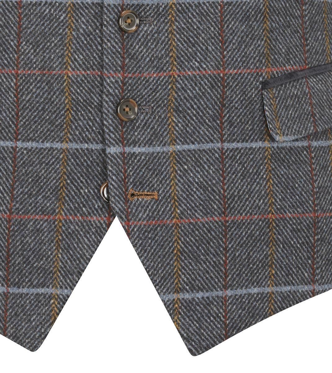 Skopes Men's Doyle Wool Blend Check Waist Coat in Grey 34 to 62 Regular