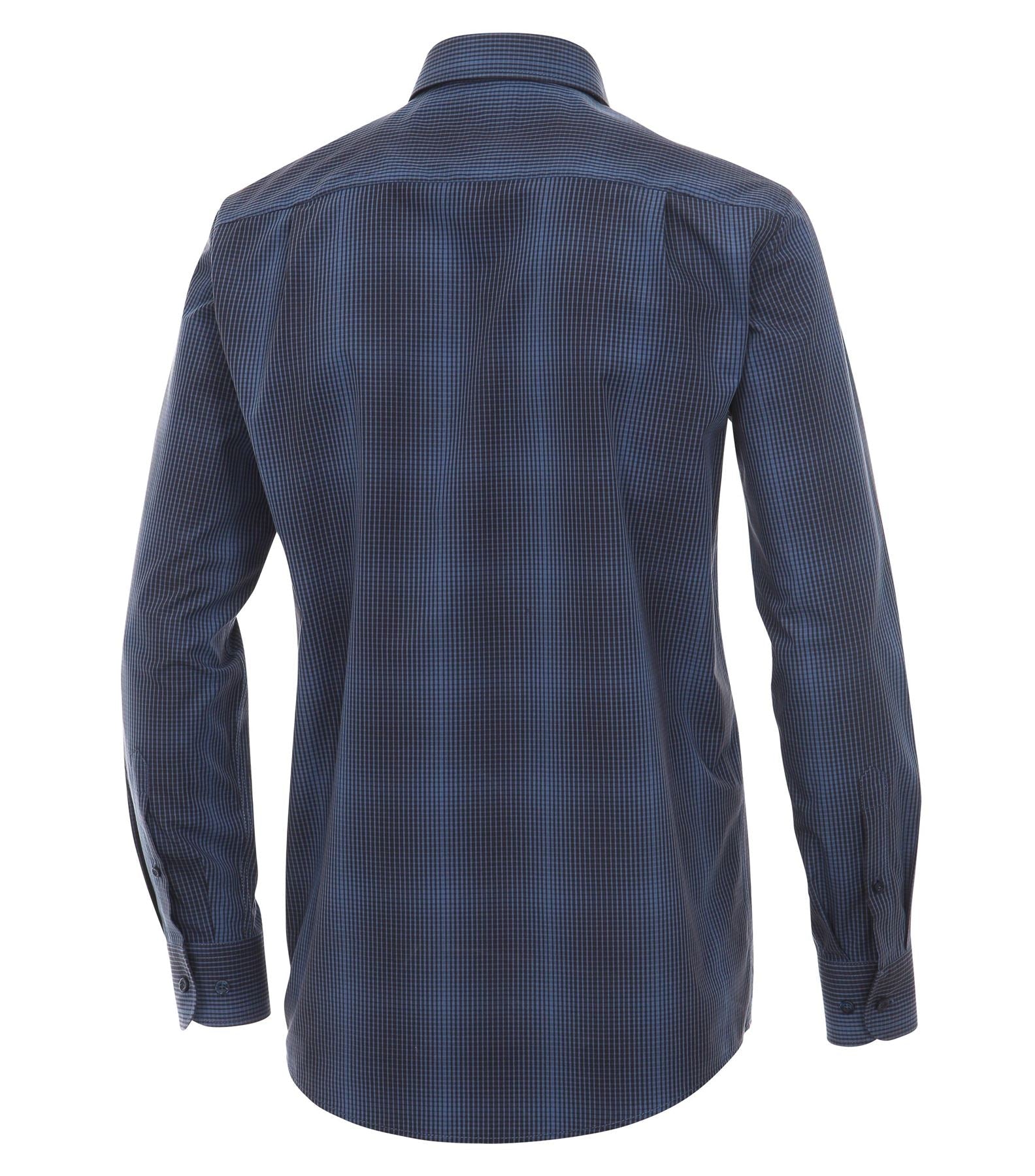Casa Moda Premium Cotton LS Navy Mini Check Shirt in Navy in Size L to 3XL