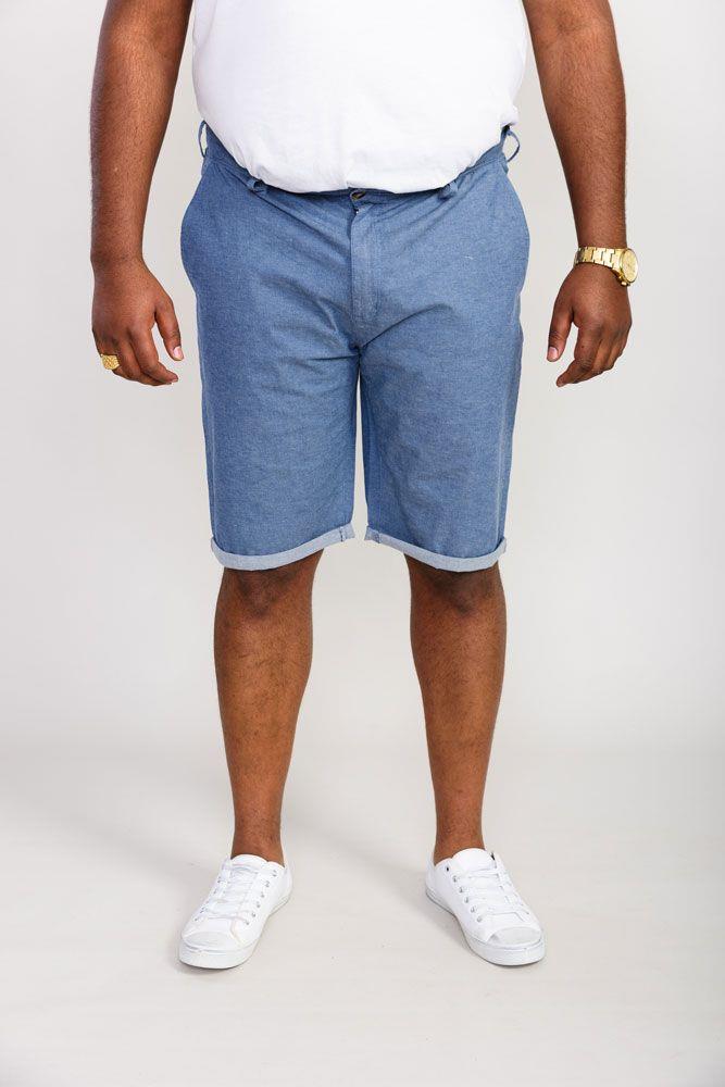 D555 Men's ALDERTON Stretch Chambray Shorts in Navy 42 to 56