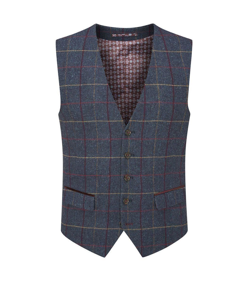 Skopes Men's Doyle Wool Blend Check Waist Coat in Navy 34 to 62 Regular