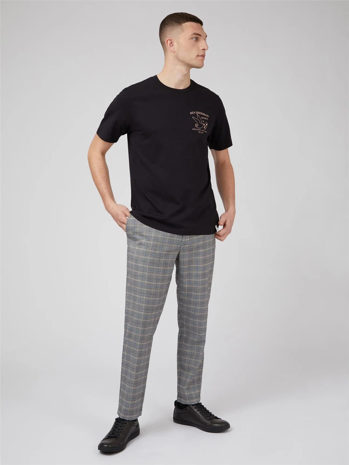 Ben Sherman (0071384IL) Men's Brighton Records Print T-Shirt in Black 2XL to 5XL