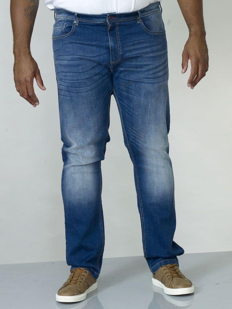 AMBROSE-KS-D555 Tapered Fit Stretch Jeans in Dark Blue