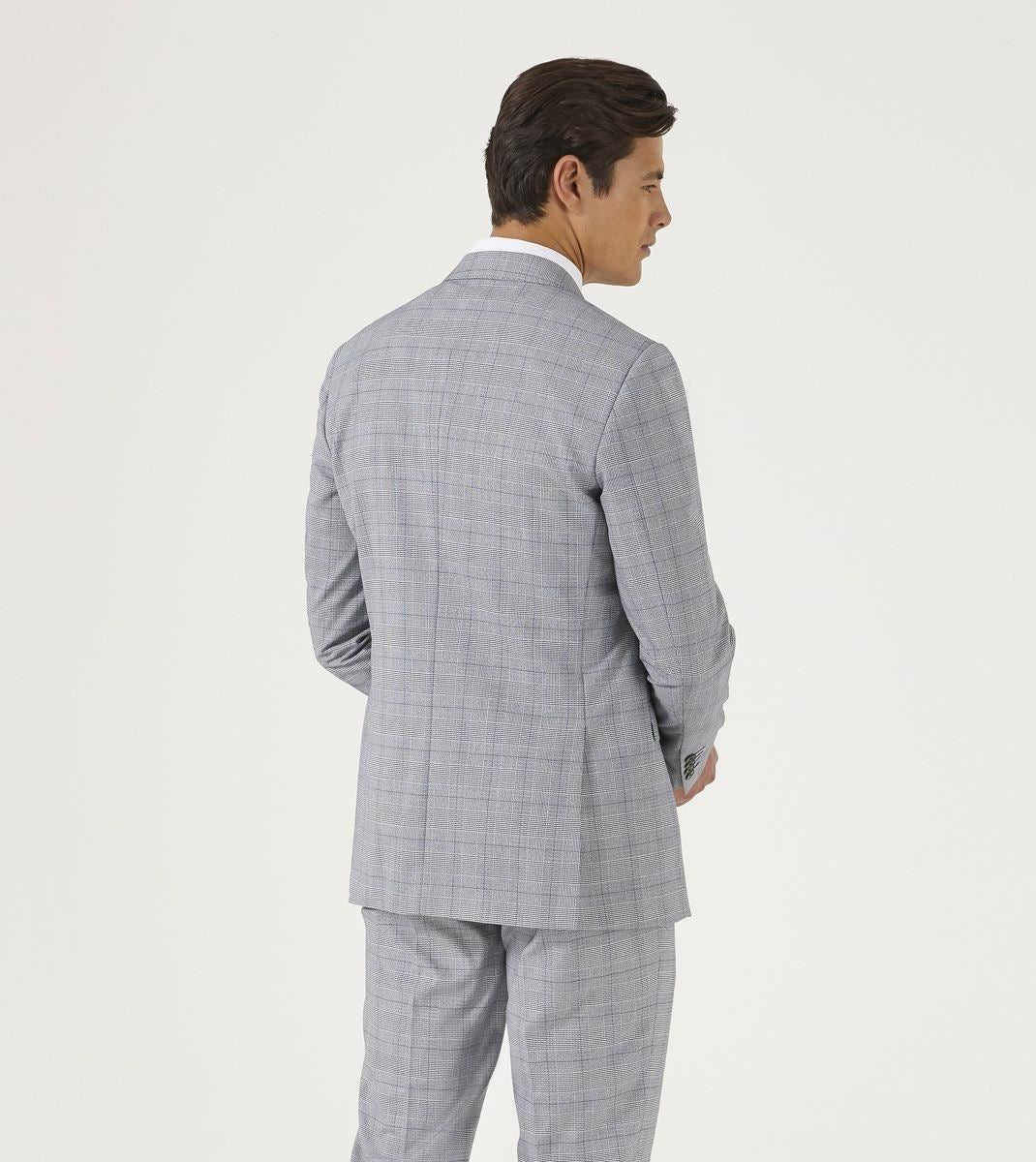 Skopes Men's  Tailored Fit Suit Jacket in Grey Check Pattern Anello 34 to 62