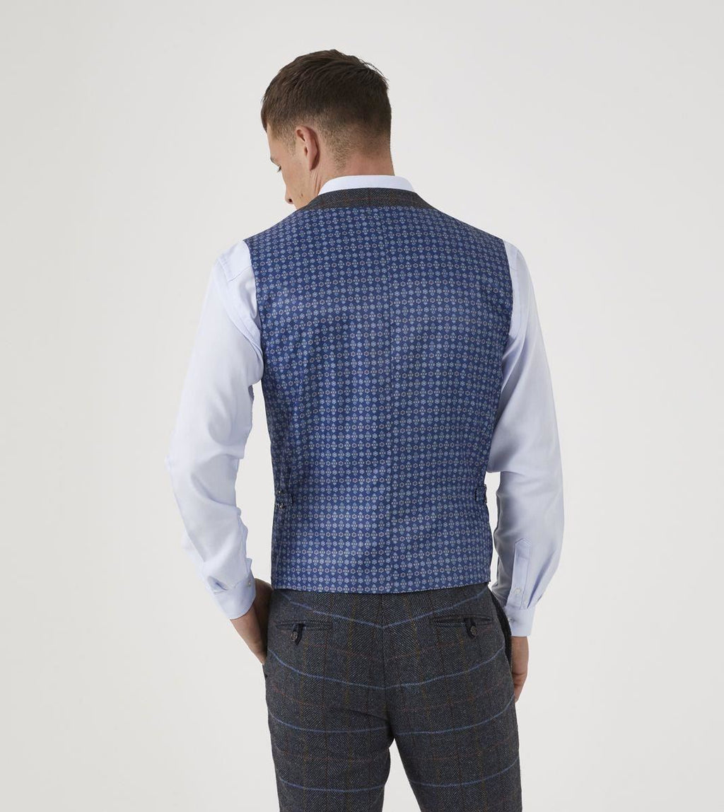 Skopes Men's Doyle Wool Blend Check Waist Coat in Grey 34 to 62 Regular