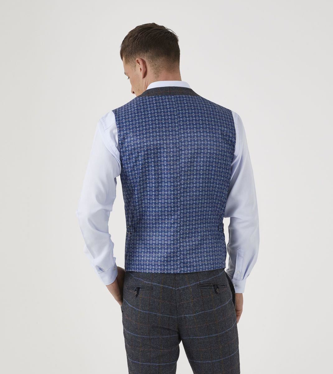 Skopes Men's Doyle Wool Blend Check Waist Coat in Grey 34 to 62 Regular