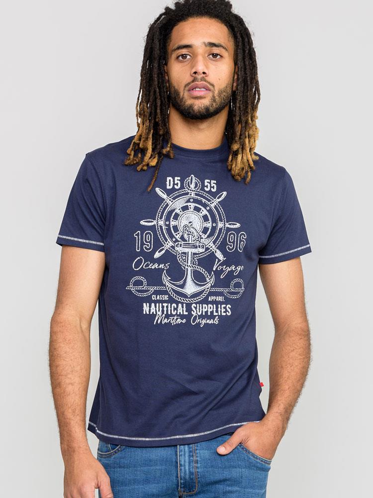 D555 Canterbury Printed Nautical Supplies Crew Neck Tee (601121) Size 3XL-6XL, Navy