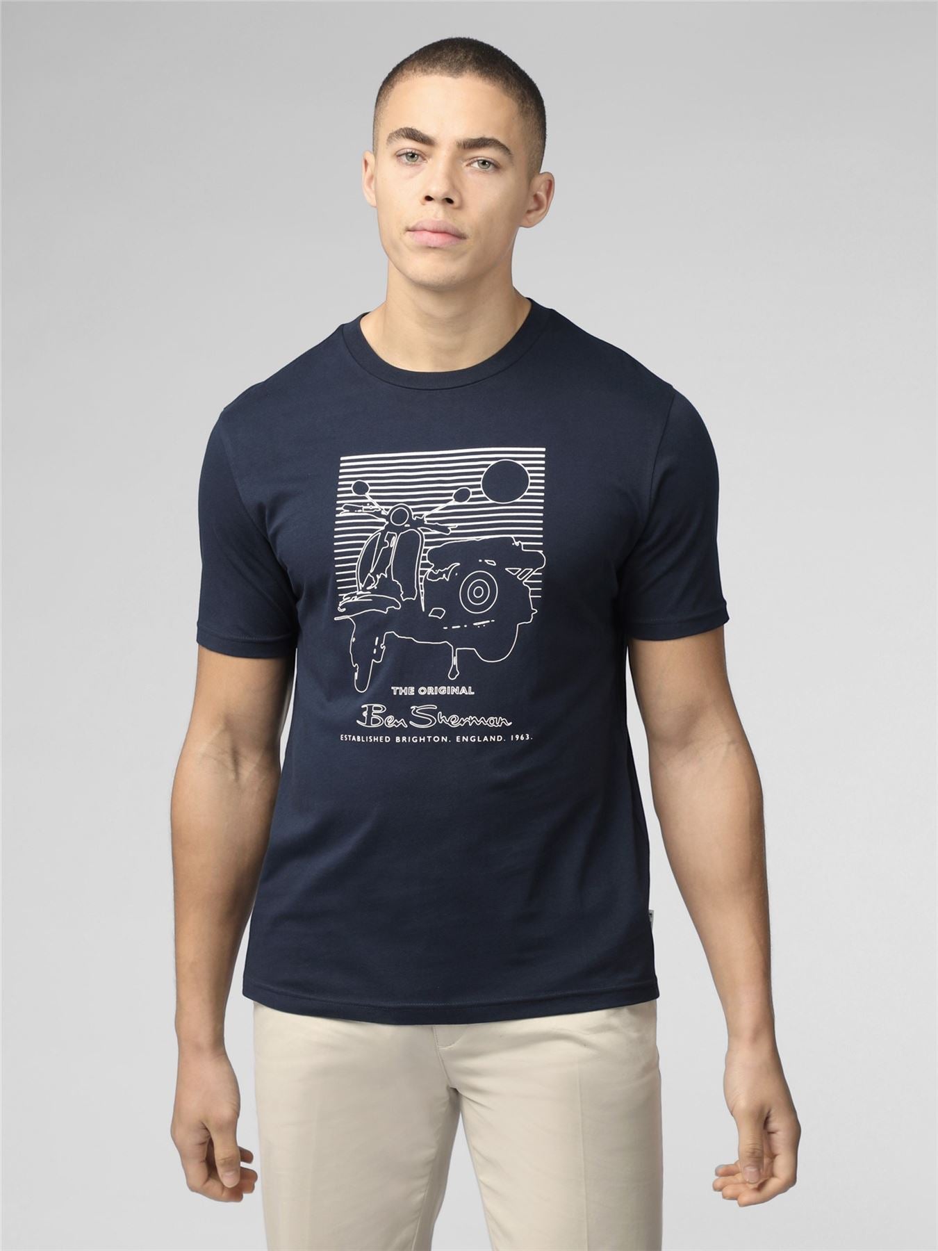 Ben Sherman Summer Scooter Short Sleeve T-Shirt for Mens 0076132) in Navy, 2XL-5XL