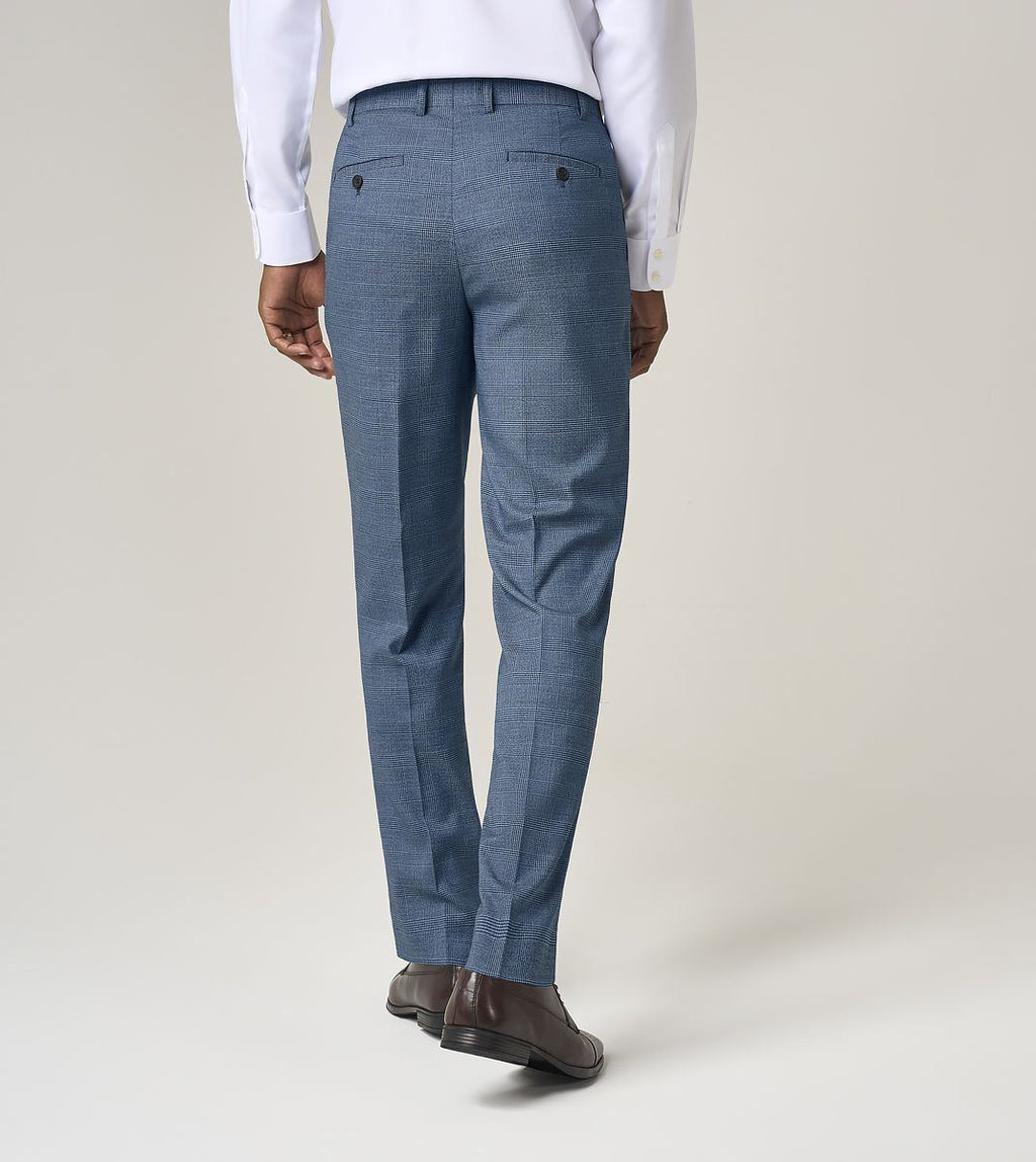 Skopes Tapered Fit Anthony Suit Trouser For Men in Blue Check, 30W-42W