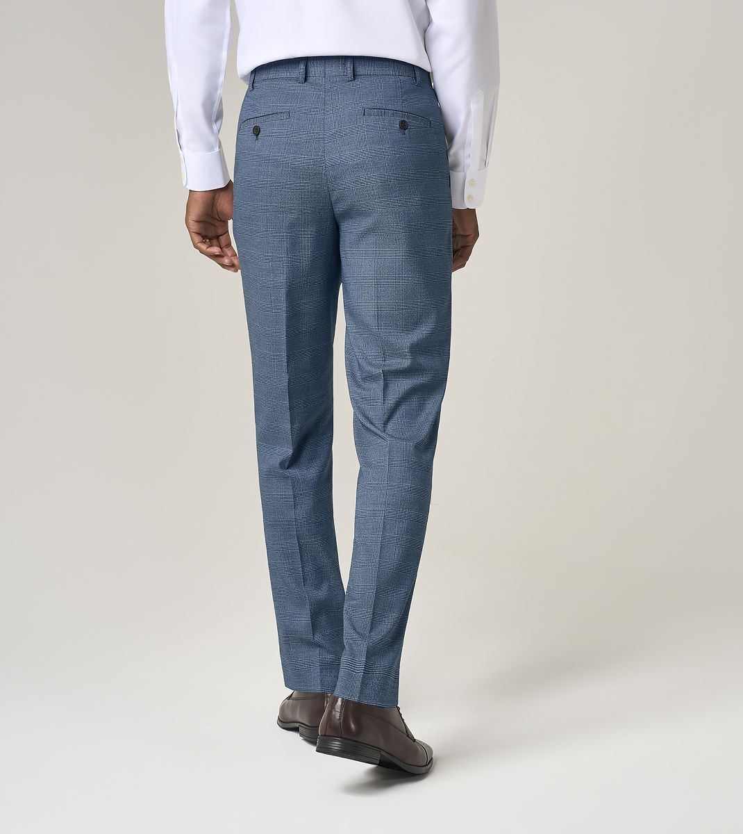 Skopes Tapered Fit Anthony Suit Trouser For Men in Blue Check, 30W-42W