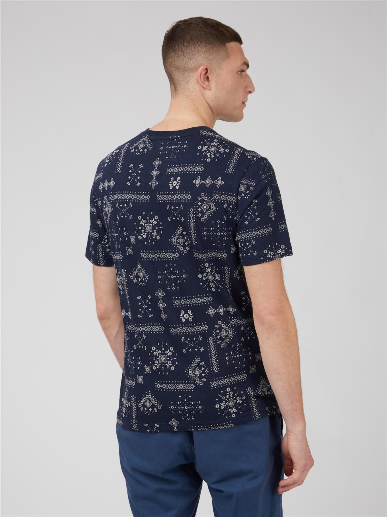 Ben Sherman (0070765IL) Men's Geo Print T-Shirt in Navy 2XL to 5XL