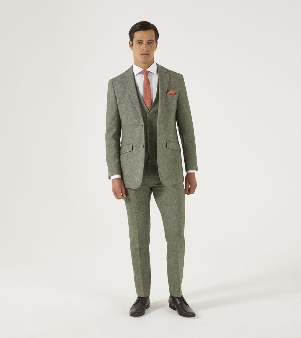 Skopes Tailored Fit Herringbone Suit Jacket Jude in Sage 34 to 62