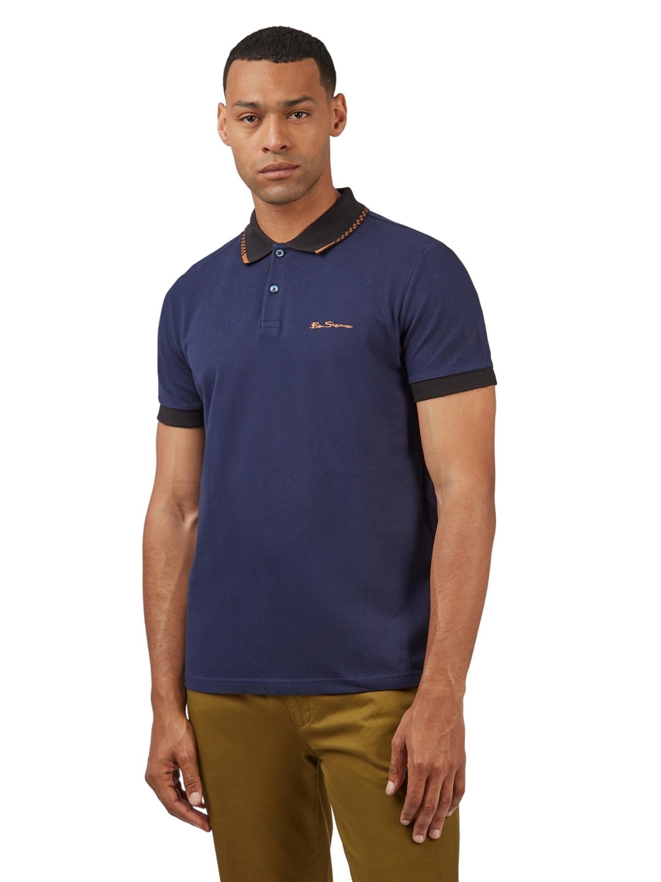 Ben Sherman Men's Plus Size Colour Block Rib Polo 2XL to 5XL