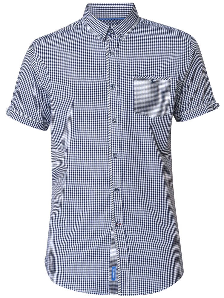 D555 Button Down Gingham Check Shirt With Patch Pocket (Hank)