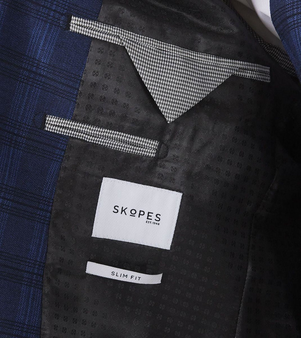 Skopes Men's Felix Slim Fit Check Jacket in Blue 38 to 48 Short to Long