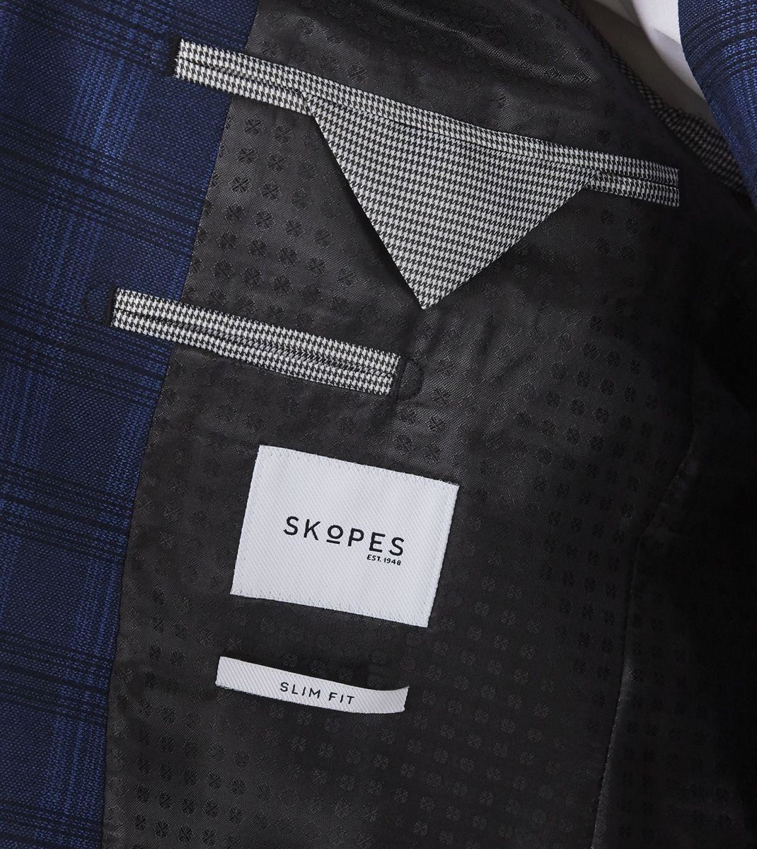 Skopes Men's Felix Slim Fit Check Jacket in Blue 38 to 48 Short to Long