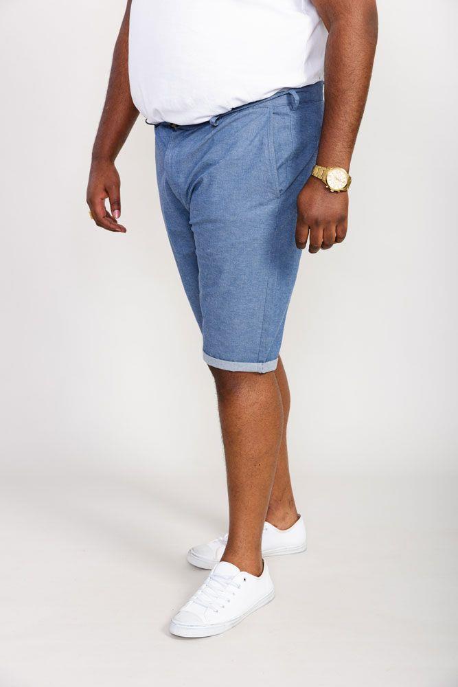 D555 Men's ALDERTON Stretch Chambray Shorts in Navy 42 to 56