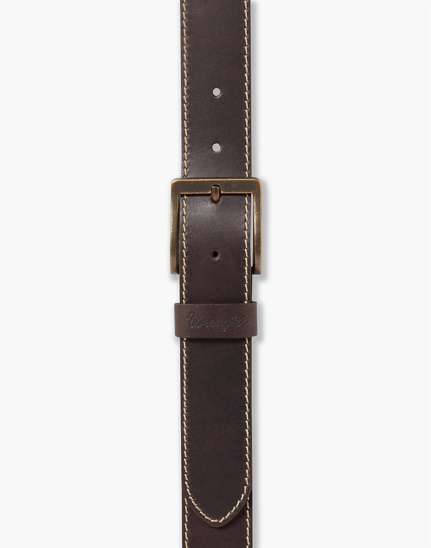 Wrangler Men's Premium Leather Stitched Belt in Brown & Black Size 80" to 115"