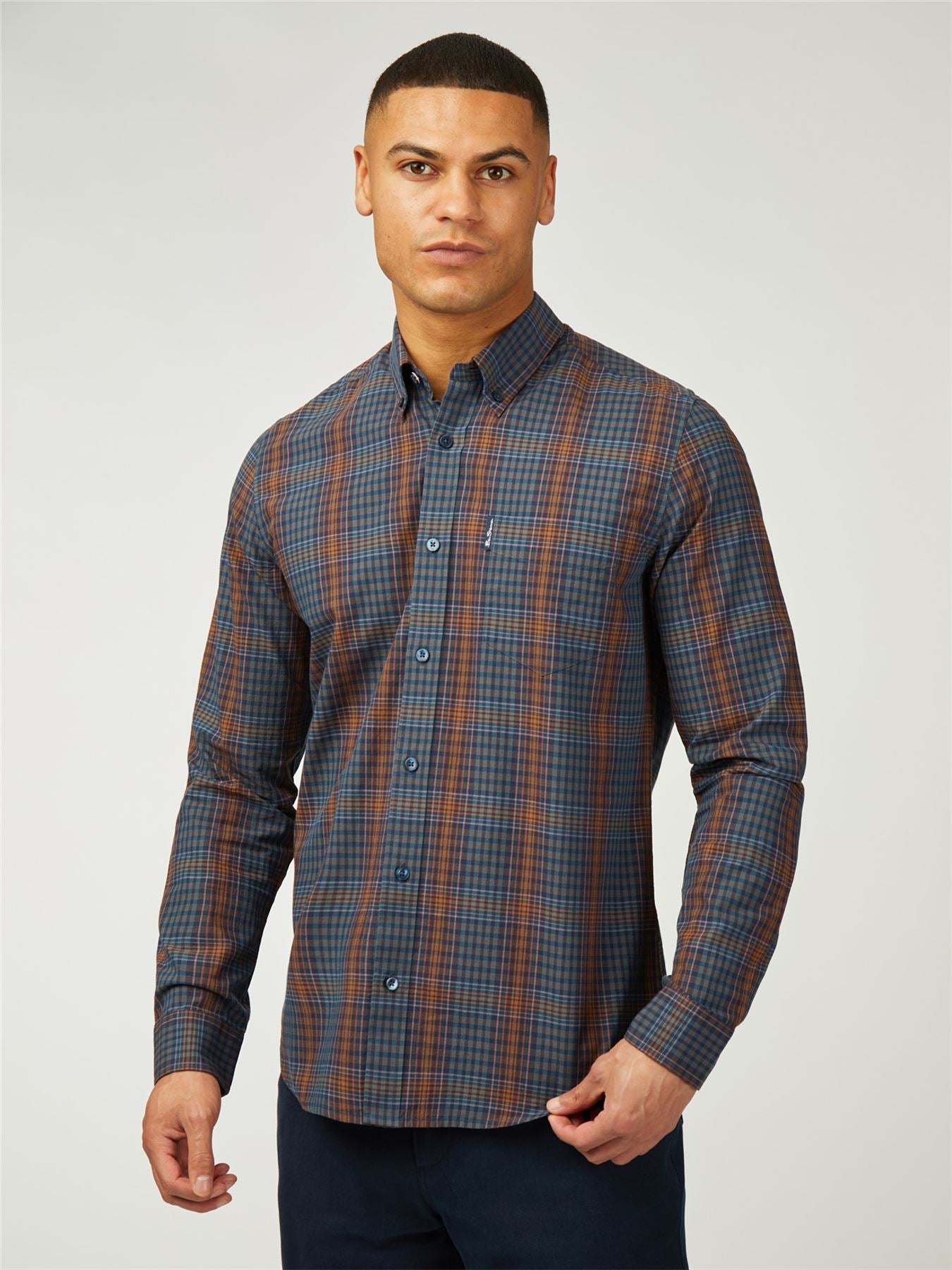 Ben Sherman Big Size Multicolour Check Long Sleeve Shirt For Men Size 2XL-5XL, 2 Options