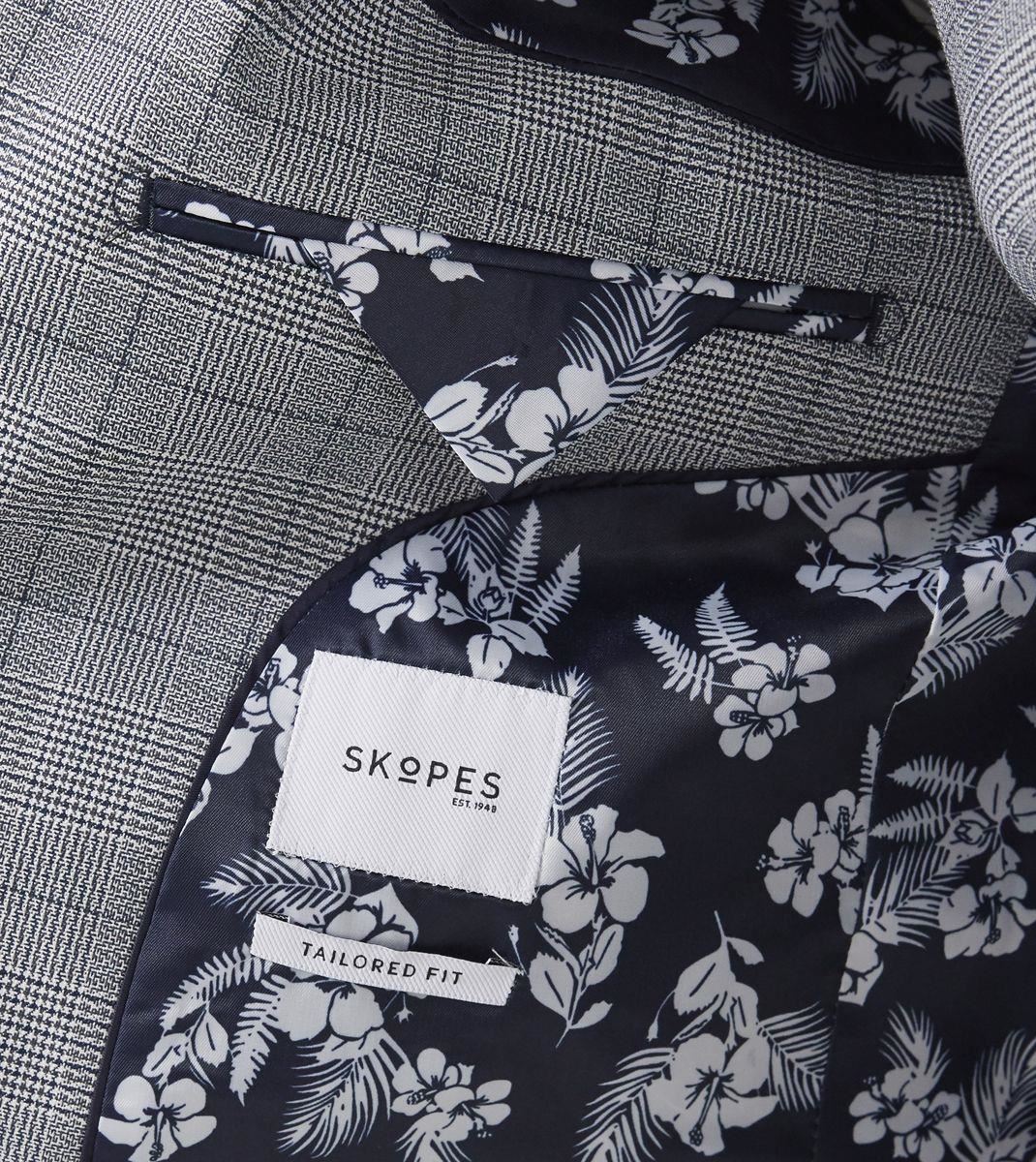Skopes Men's  Tailored Fit Suit Jacket in Grey Check Pattern Anello 34 to 62