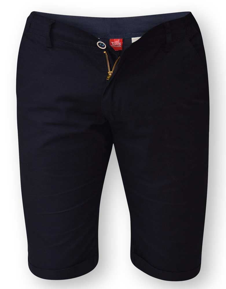 D555 Chino Short With Side Elasticated Waist (Panama) in Khaki & Navy
