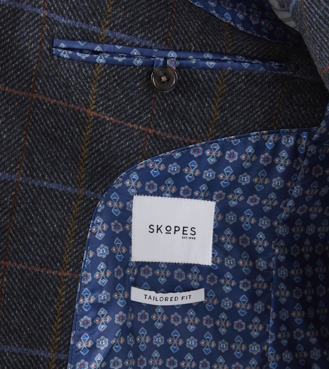 Skopes Tailored Fit Wool Blend Check Suit Jacket Doyle in Grey 34 to 62