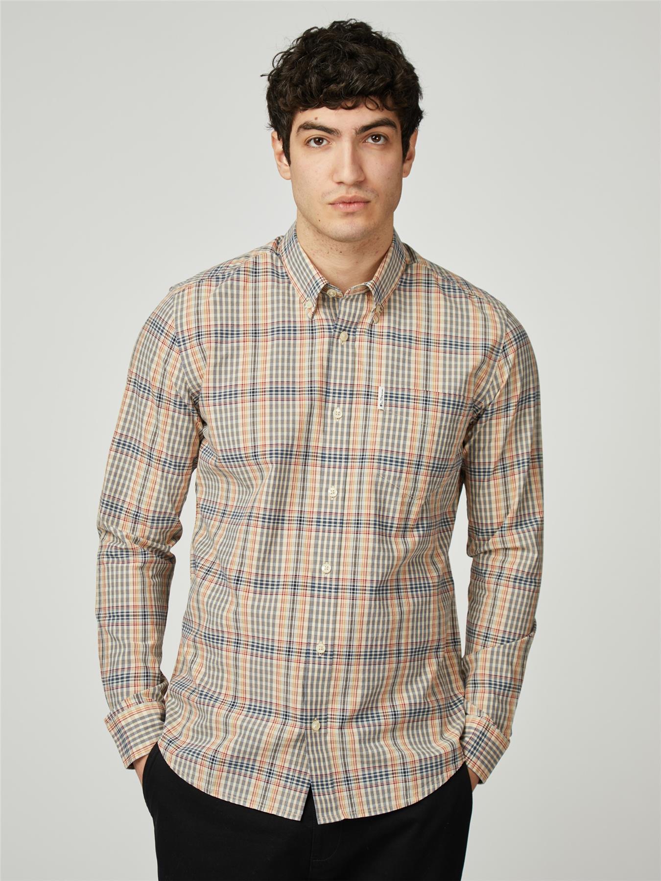 Ben Sherman Big Size Multicolour Check Long Sleeve Shirt For Men Size 2XL-5XL, 2 Options