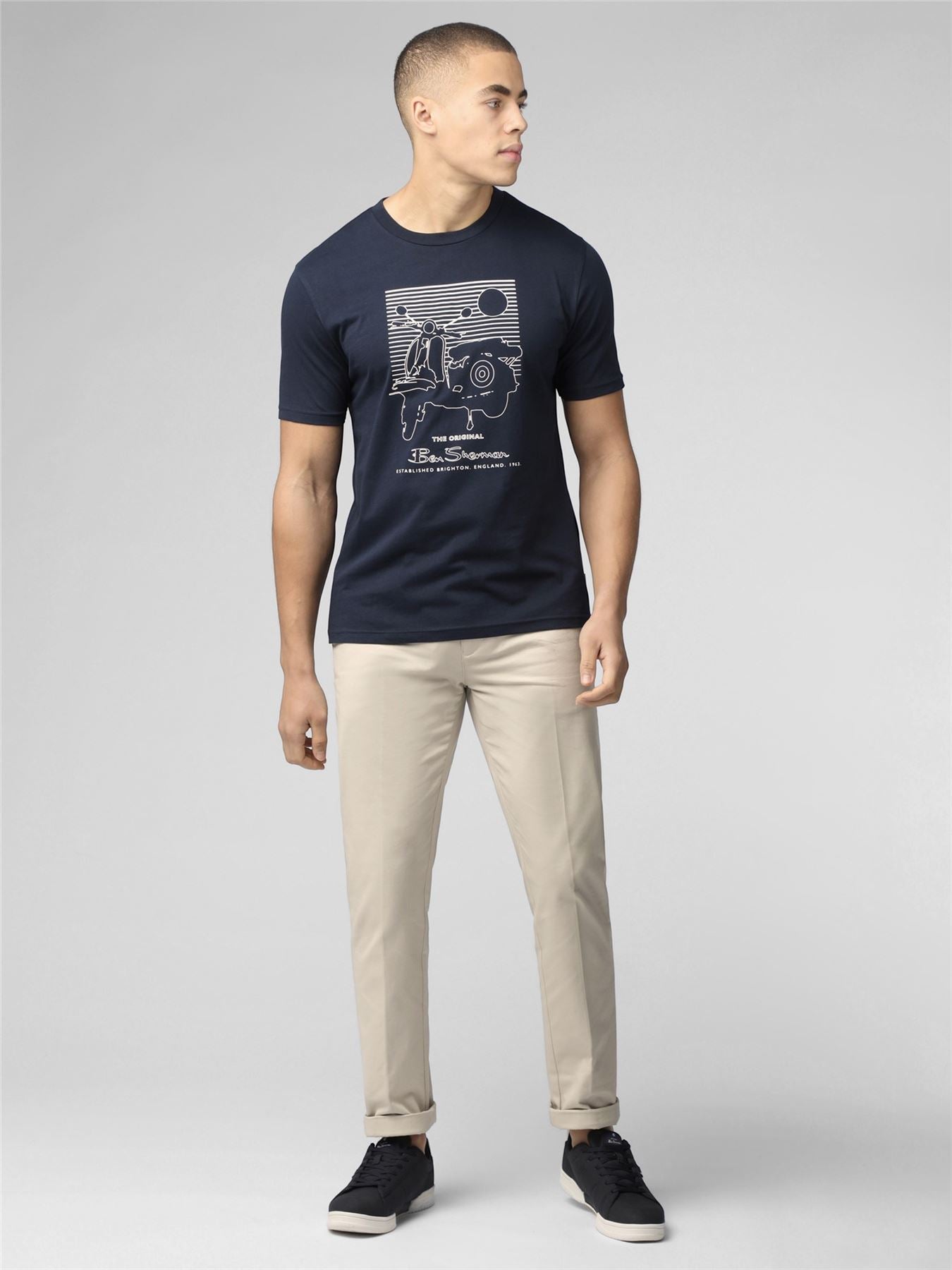 Ben Sherman Summer Scooter Short Sleeve T-Shirt for Mens 0076132) in Navy, 2XL-5XL