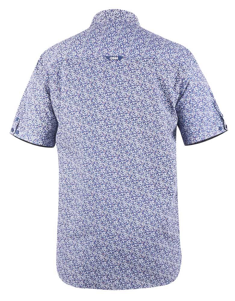 D555 Longmoor Short Sleeve Mini Floral Ao Button Down Printed Shirt (101101) Size 2XL-6XL, Navy