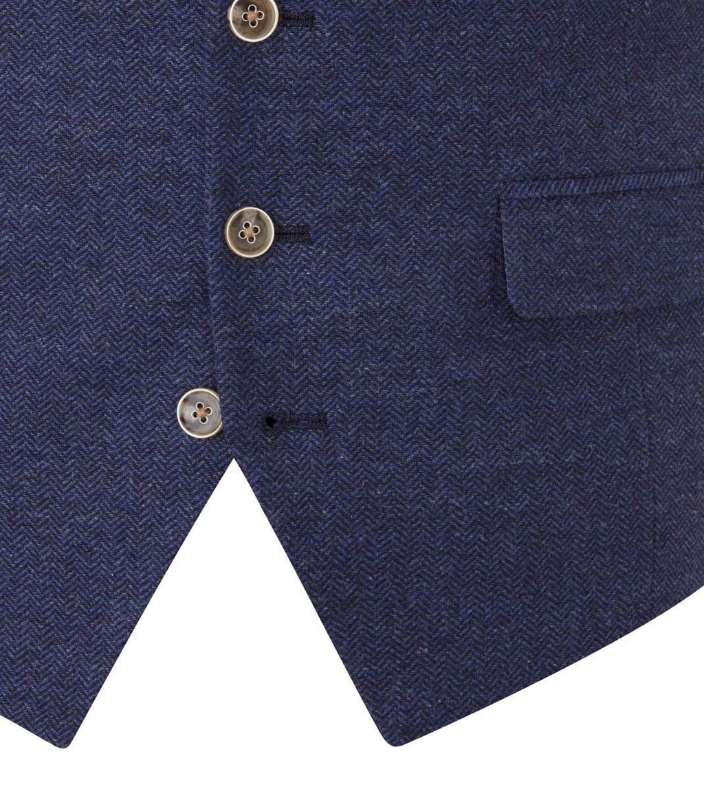 Skopes Men's Jude Waist Coat Herringbone in Navy 34 to 62 Regular