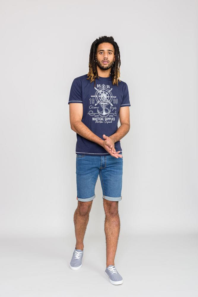 D555 Canterbury Printed Nautical Supplies Crew Neck Tee (601121) Size 3XL-6XL, Navy