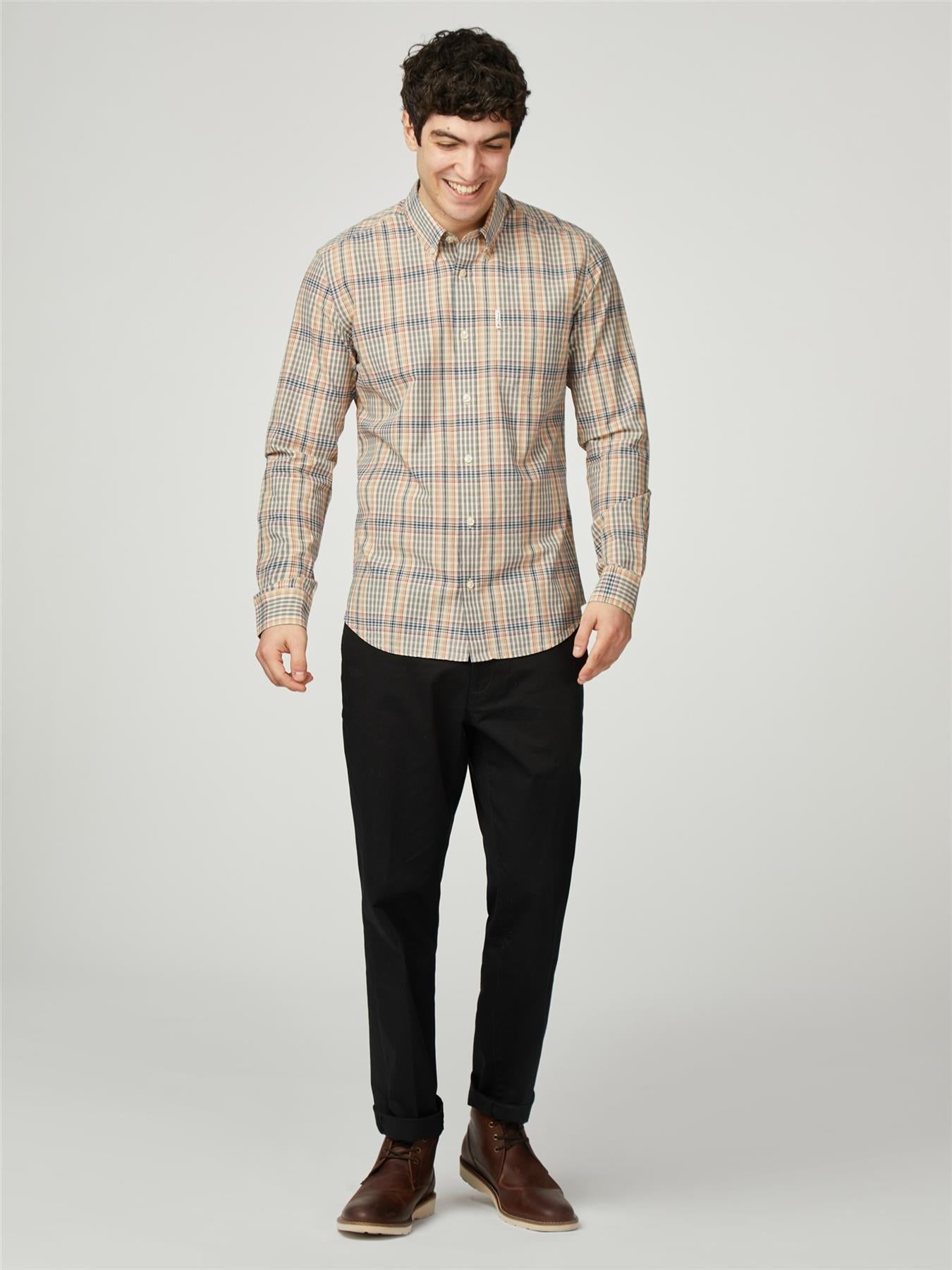 Ben Sherman Big Size Multicolour Check Long Sleeve Shirt For Men Size 2XL-5XL, 2 Options