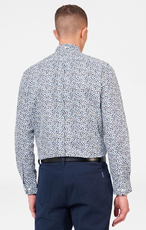 Ben Sherman Ditsy Floral Print Shirt for Mens 0074125IL in White, 2XL-5XL
