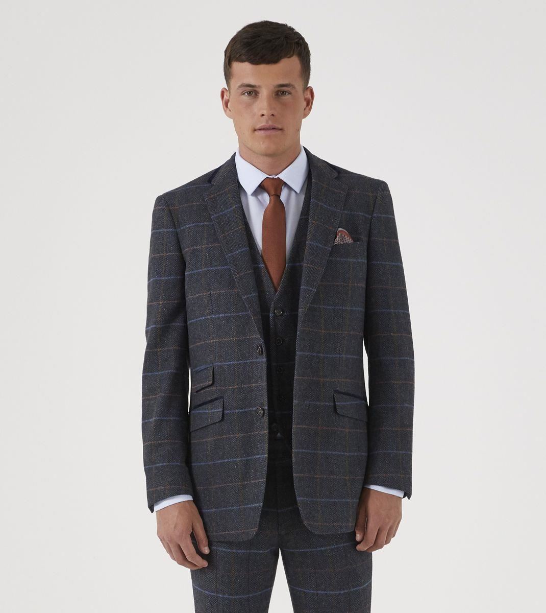 Skopes Tailored Fit Wool Blend Check Suit Jacket Doyle in Grey 34 to 62