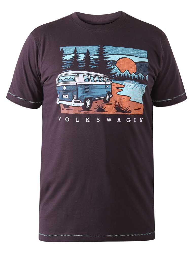 D555 Men's "Official VW Camper Van Printed T-Shirt Black 2XL to 6XL