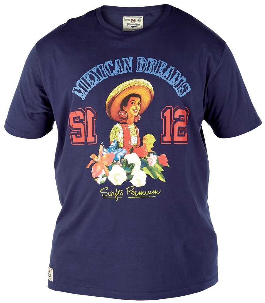 D555 EXTRA TALL COTTON PRINTED TEE SHIRT "MAXICAN DREAMS",SIZE LT-3XLT,2 COLORS