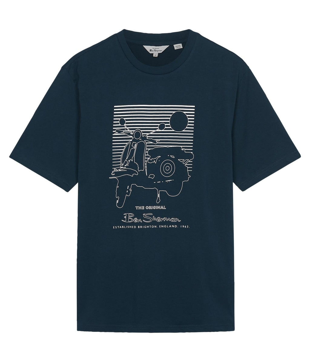 Ben Sherman Summer Scooter Short Sleeve T-Shirt for Mens 0076132) in Navy, 2XL-5XL