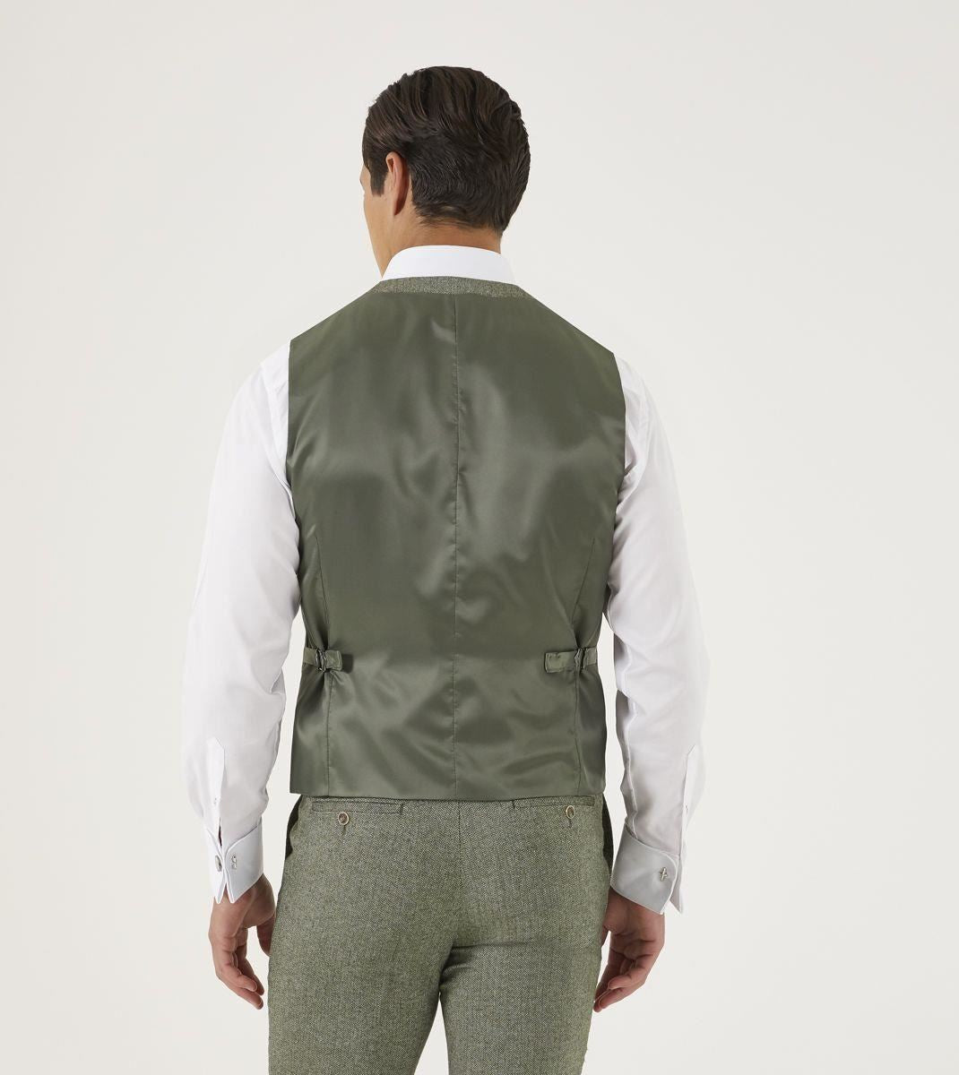 Skopes Men's Jude Waist Coat Herringbone in Sage 34 to 62 Regular