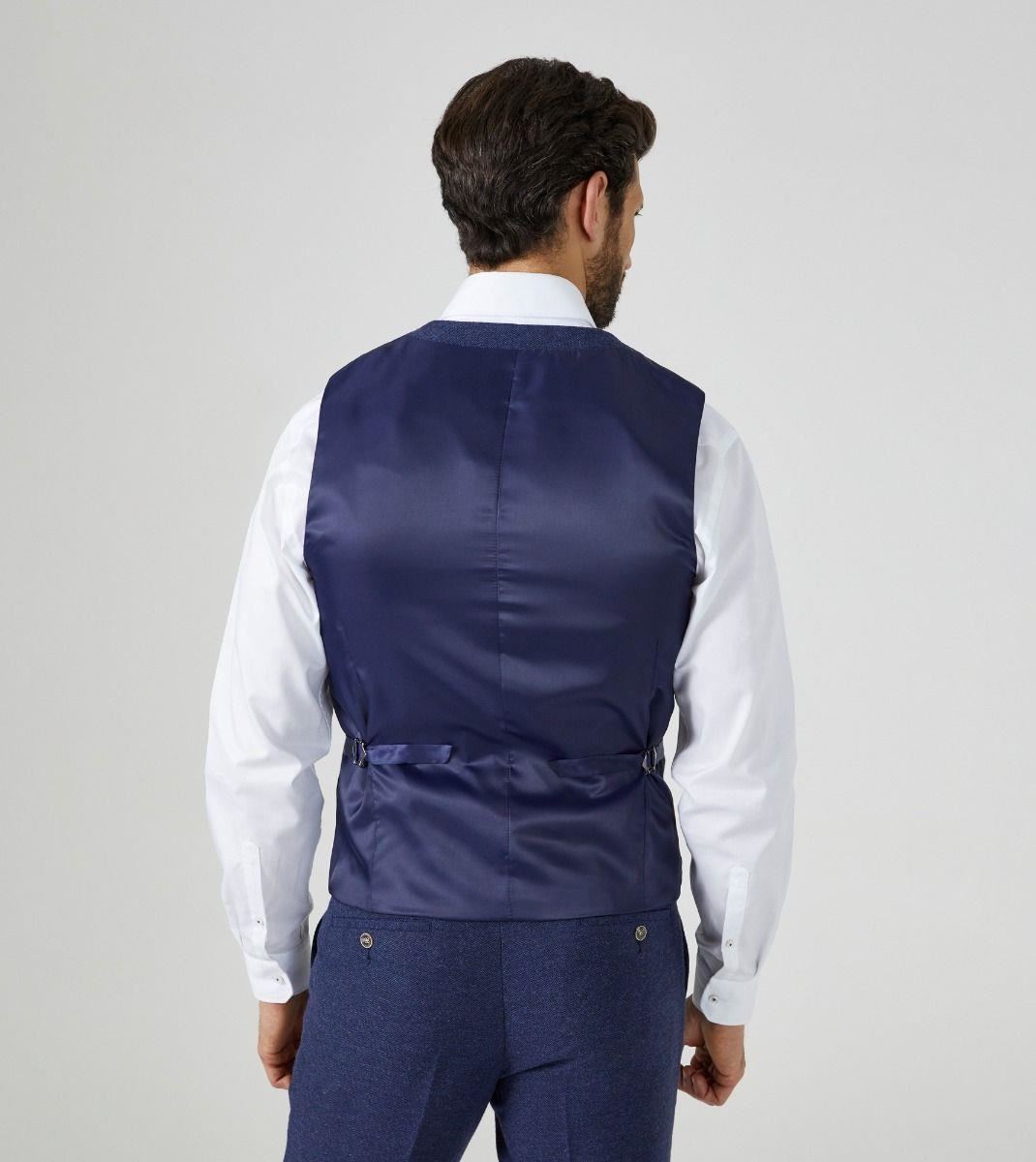 Skopes Men's Jude Waist Coat Herringbone in Navy 34 to 62 Regular