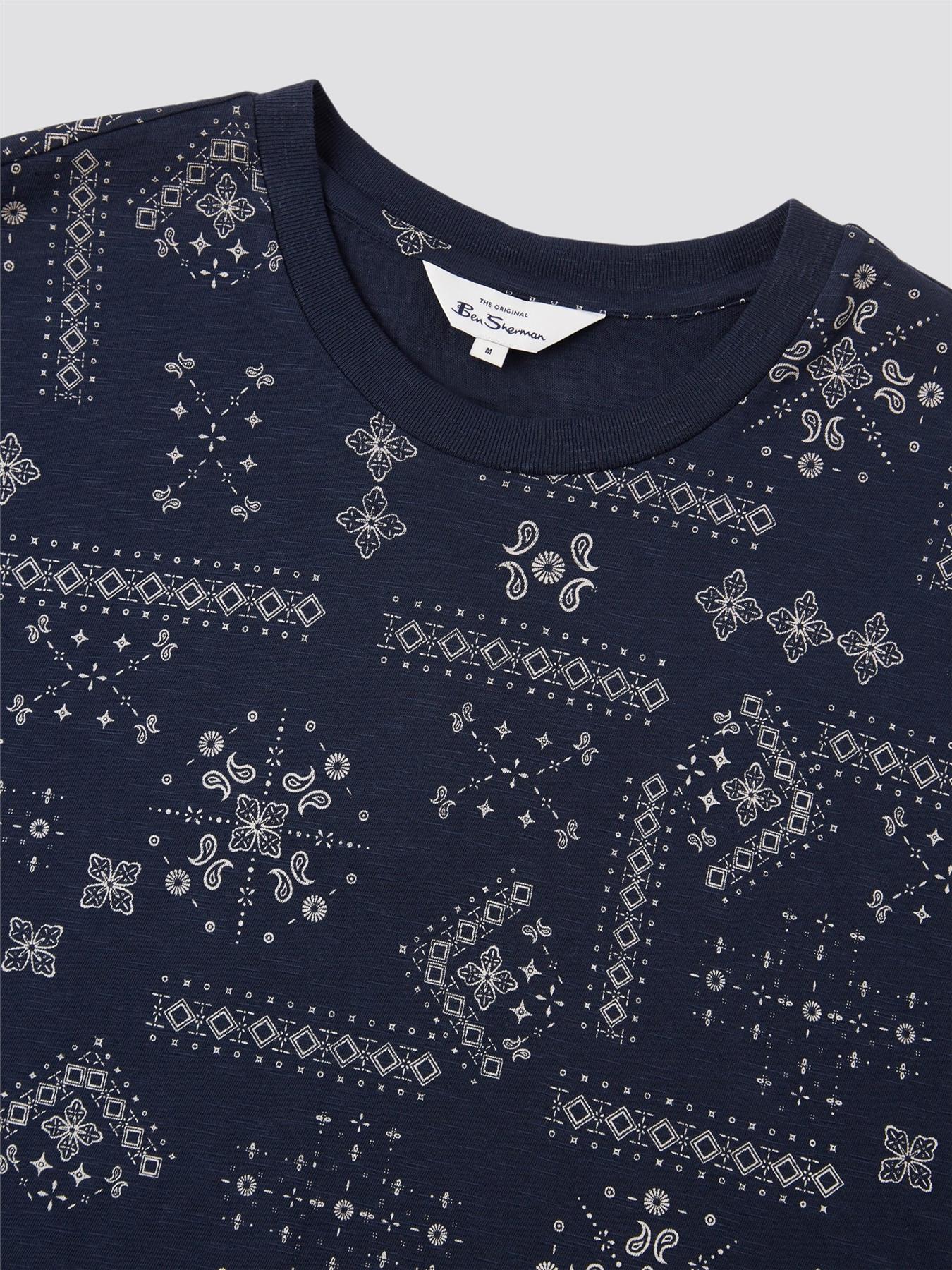 Ben Sherman (0070765IL) Men's Geo Print T-Shirt in Navy 2XL to 5XL