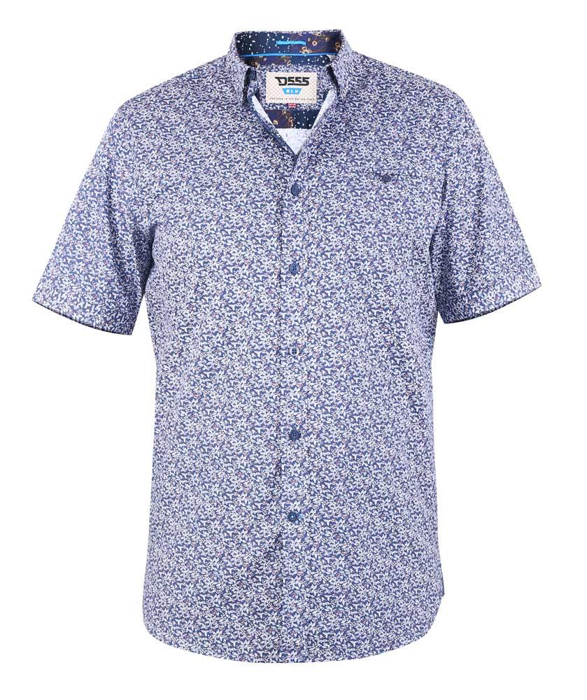 D555 Longmoor Short Sleeve Mini Floral Ao Button Down Printed Shirt (101101) Size 2XL-6XL, Navy