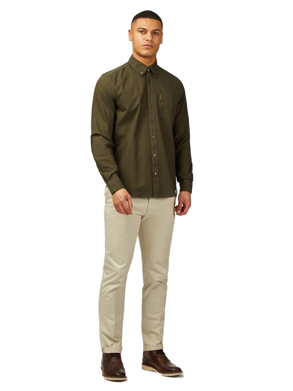 Ben Sherman Big Size Signatue Oxford Long Sleeve Shirt For Men in Camouflage, 2XL-5XL