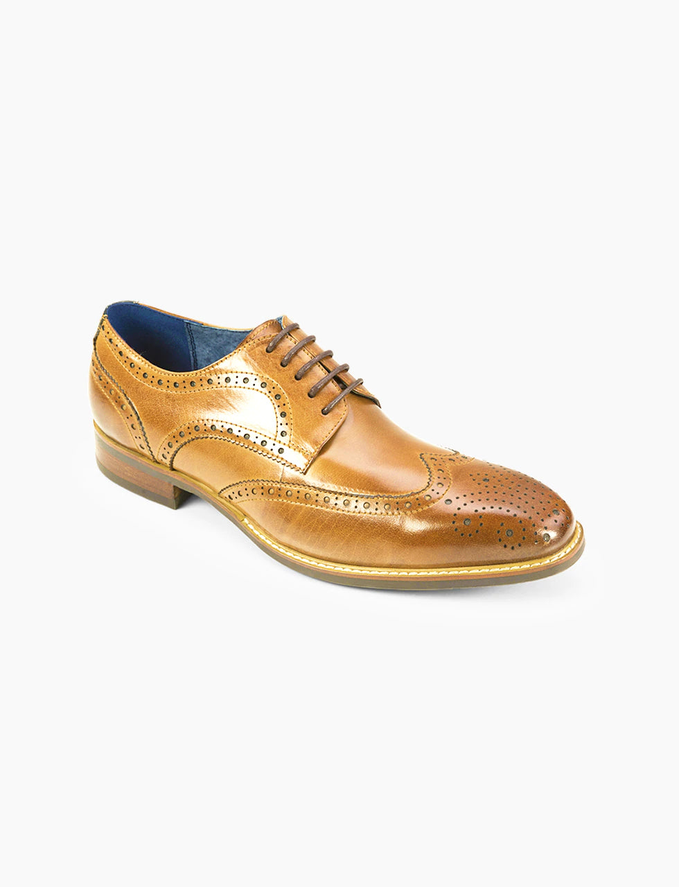 AZOR Mens Semi - Square Venezia Wingtip Lace Up Shoes Tan UK 7 to UK 12