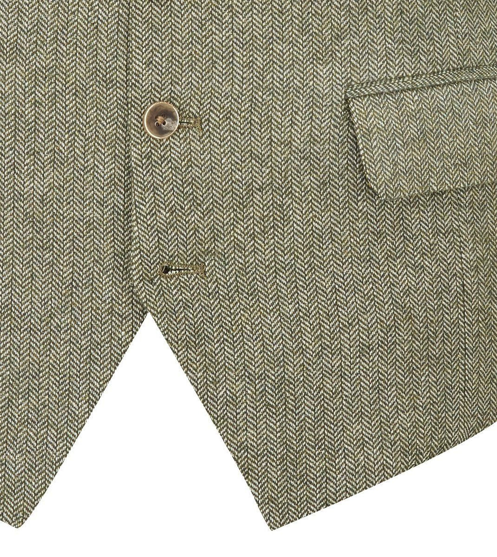 Skopes Men's Jude Waist Coat Herringbone in Sage 34 to 62 Regular