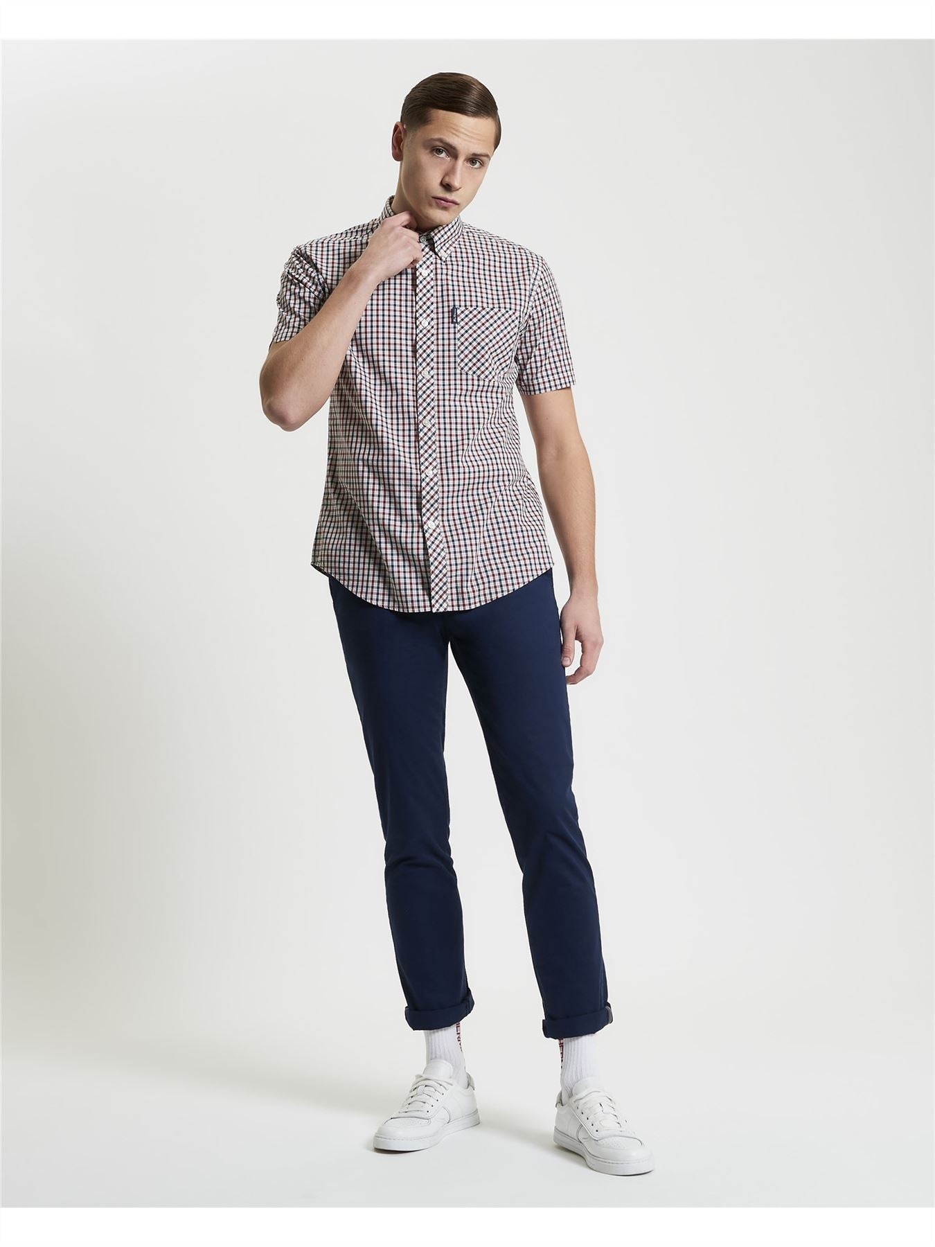 Ben Sherman Signature House Check Short Sleeve Shirt For Men in Corn, 2XL-5XL