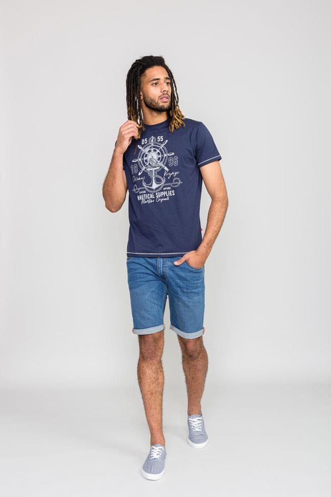 D555 Canterbury Printed Nautical Supplies Crew Neck Tee (601121) Size 3XL-6XL, Navy