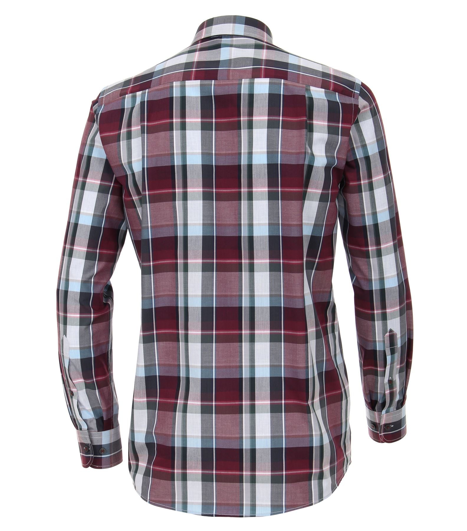 Casa Moda Premium Cotton LS Comfort Fit Shirt in Red/Navy Check
